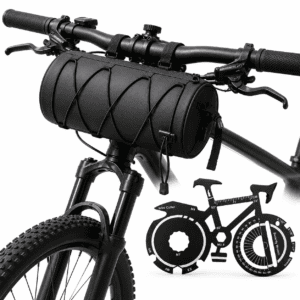 Black Handlebar Bag with Black Elastic Cord and 20-in-1 Bicycle Multi Tool Card Combo Set for Cycling, Commuting and Outdoor Riding